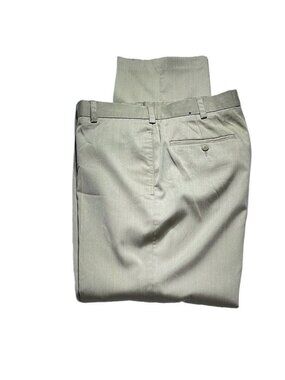 Andrew Fezza Mens Beige Flat-Front Dress Pants 34x32 Polyester Blend